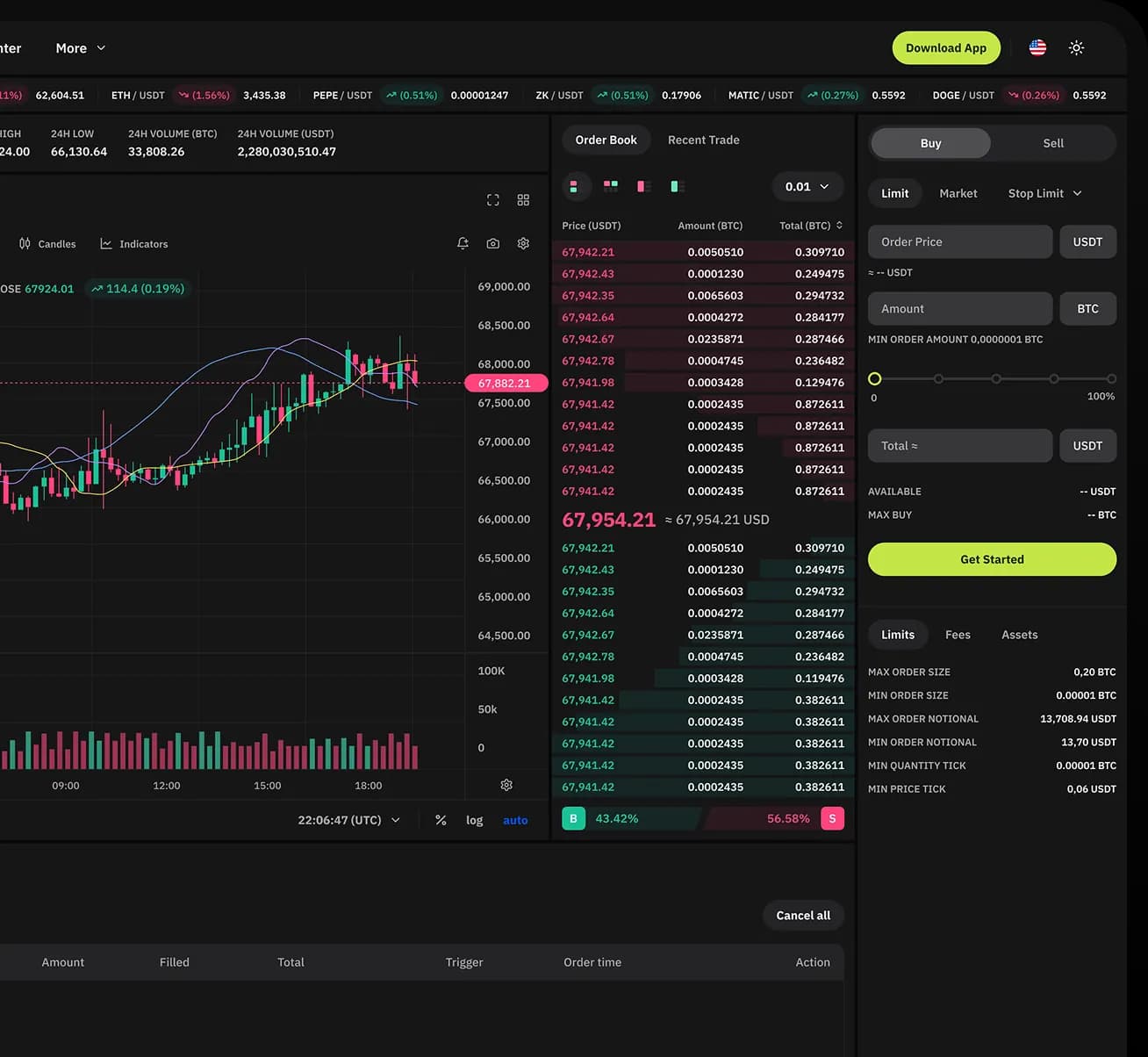 Bitwyre mobile app in dark mode and light mode